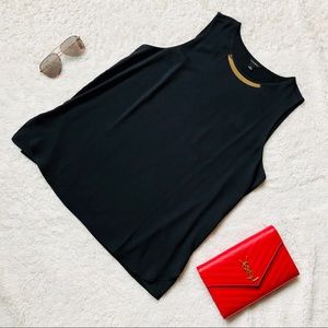 Ann Taylor black sleeveless necklace top